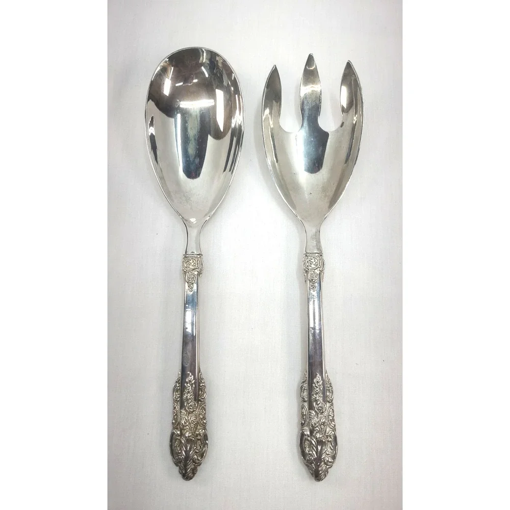 Vintage Salad Serving Set Utensils Silver Plate 11